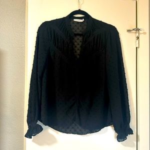 Lush: Black finely- knit blouse